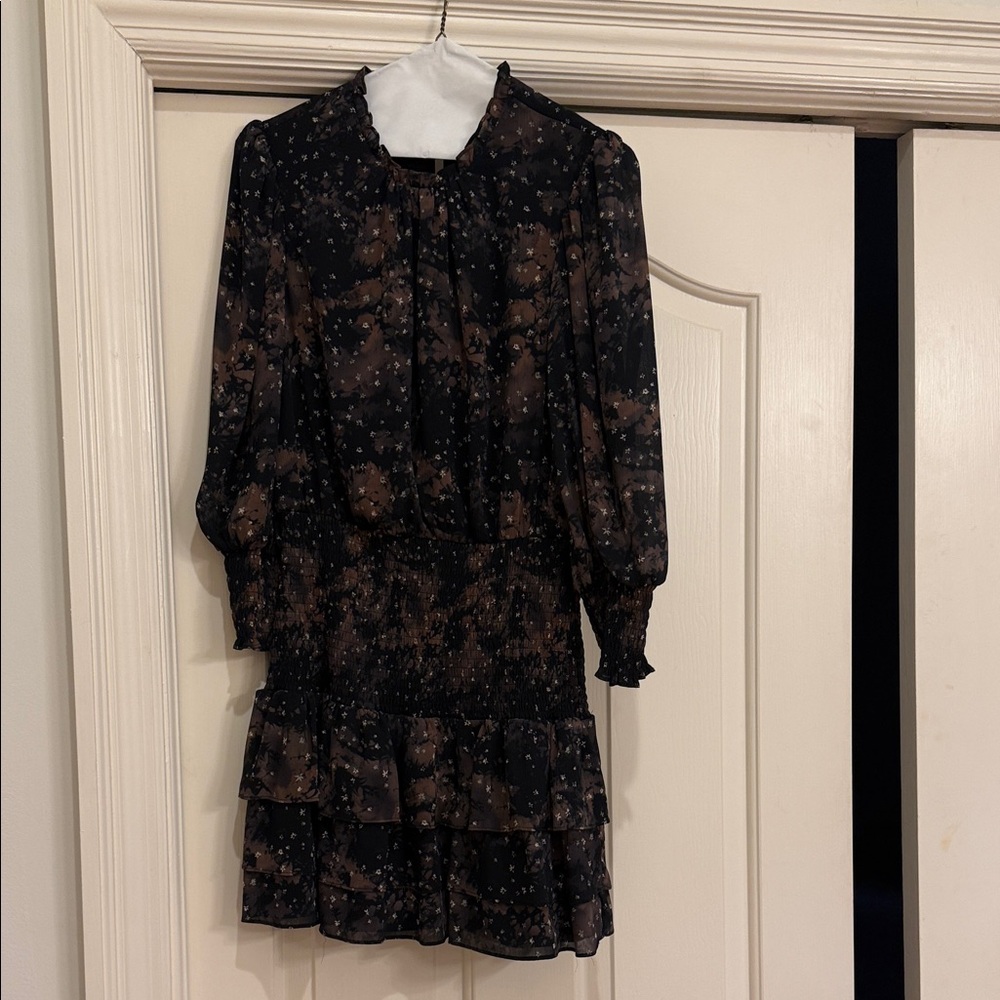 Amanda Uprichard Black and Brown Long Sleeve Dress